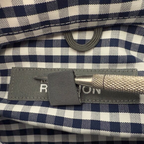 Kenneth Cole Reaction Mens Button-Up Black & White Checkered Non-Iron Shirt M - Picture 8 of 12